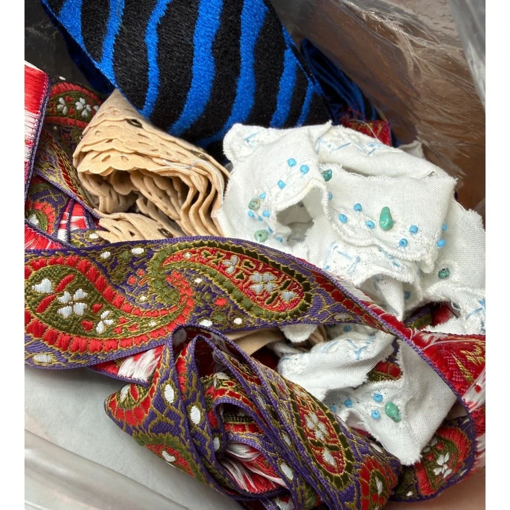 Granny Cottagecore Craft Junk Drawer Lot‎ - Folk Art Fabric Chicken Wire Media